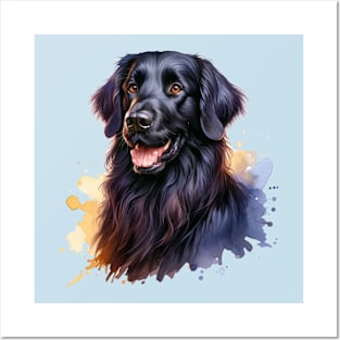 Flat-coated Retriever Watercolor - Beautiful Dog Posters and Art